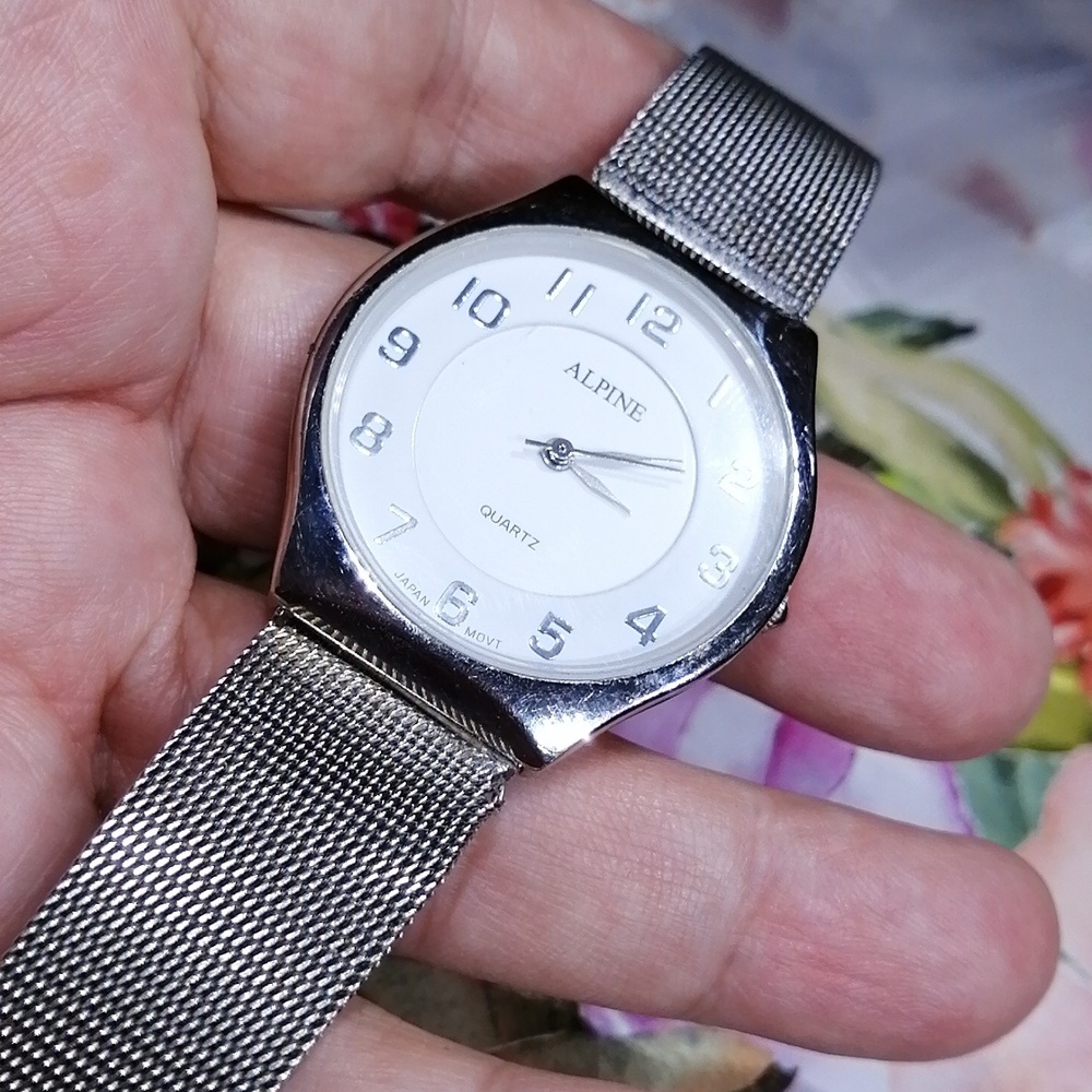 Alpine Silver Unisex Minimalist Design Watch New Battery